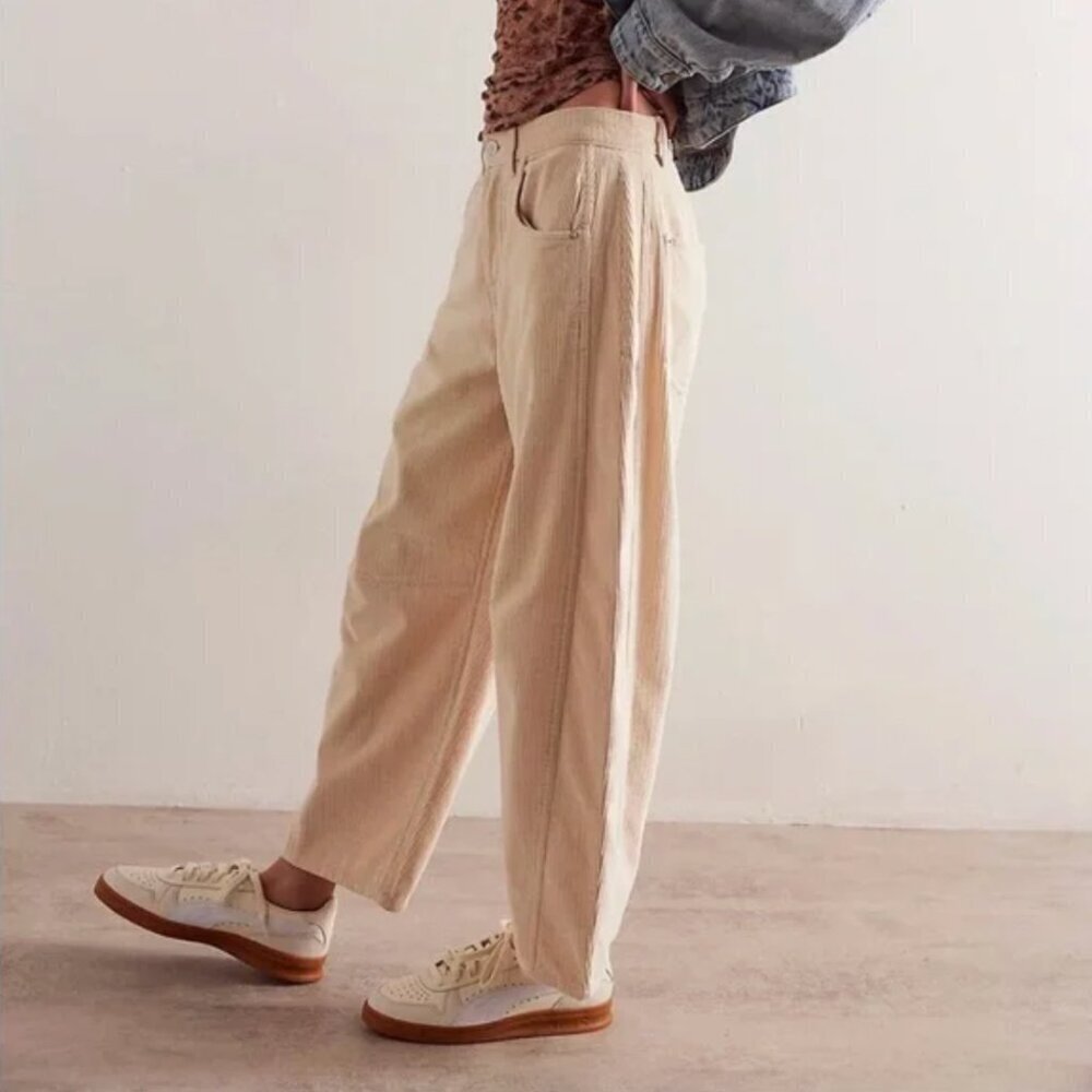 NEW Free People Good Luck Barrel Cords Button Fly Corduroy Pants - Picture 2 of 12